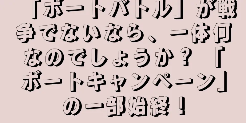 「ボートバトル」が戦争でないなら、一体何なのでしょうか？ 「ボートキャンペーン」の一部始終！