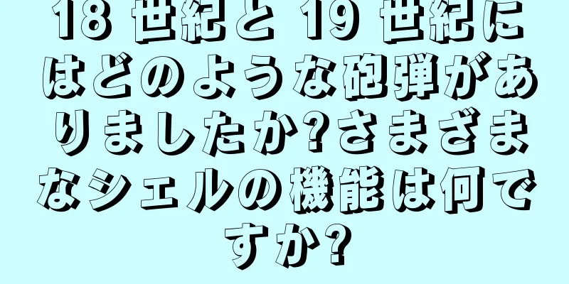 18 世紀と 19 世紀にはどのような砲弾がありましたか?さまざまなシェルの機能は何ですか?