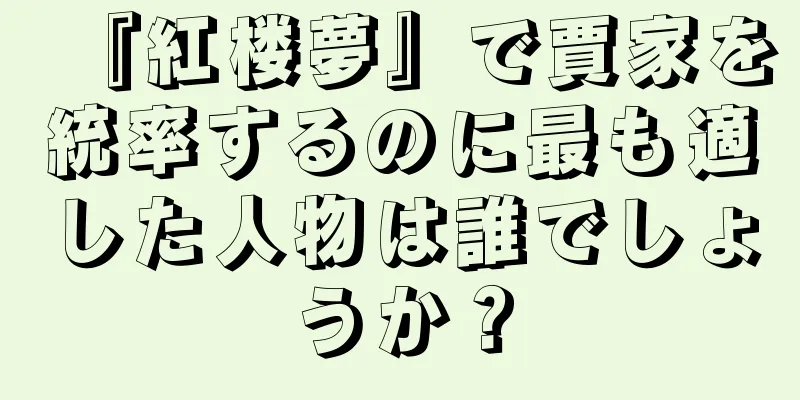 『紅楼夢』で賈家を統率するのに最も適した人物は誰でしょうか？