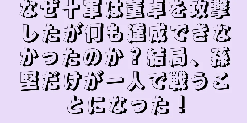 なぜ十軍は董卓を攻撃したが何も達成できなかったのか？結局、孫堅だけが一人で戦うことになった！