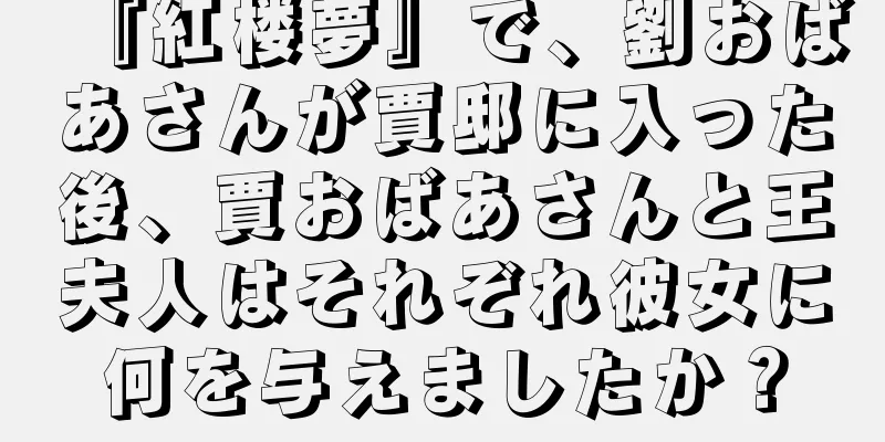 『紅楼夢』で、劉おばあさんが賈邸に入った後、賈おばあさんと王夫人はそれぞれ彼女に何を与えましたか？