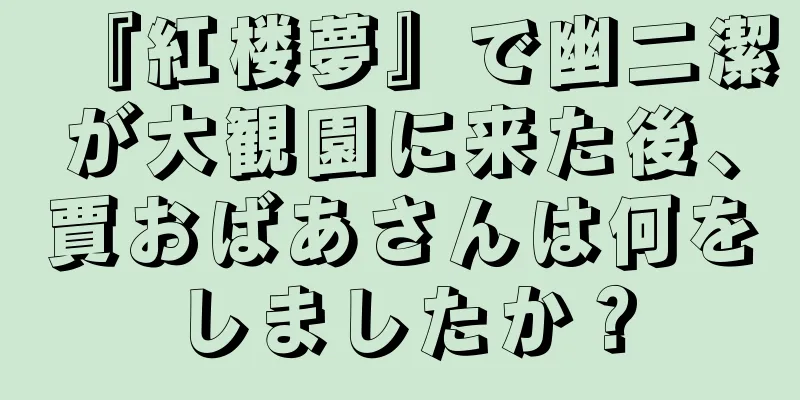 『紅楼夢』で幽二潔が大観園に来た後、賈おばあさんは何をしましたか？