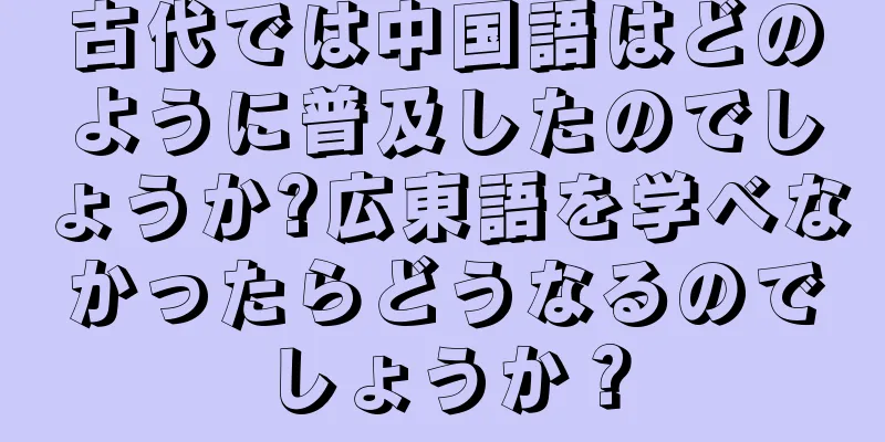 古代では中国語はどのように普及したのでしょうか?広東語を学べなかったらどうなるのでしょうか？