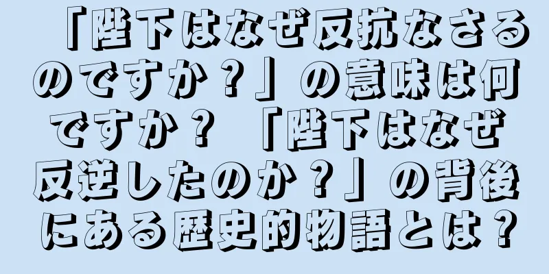 「陛下はなぜ反抗なさるのですか？」の意味は何ですか？ 「陛下はなぜ反逆したのか？」の背後にある歴史的物語とは？