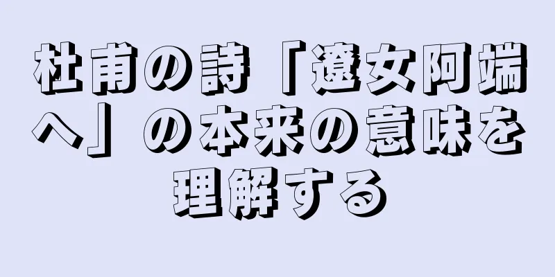 杜甫の詩「遼女阿端へ」の本来の意味を理解する