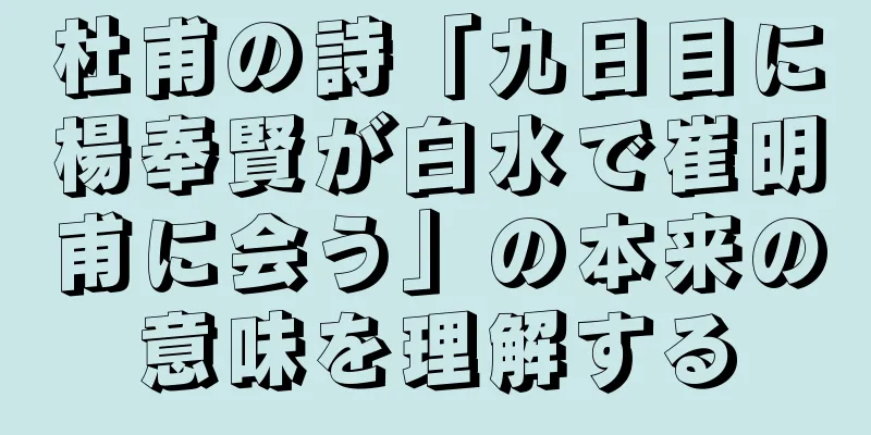 杜甫の詩「九日目に楊奉賢が白水で崔明甫に会う」の本来の意味を理解する