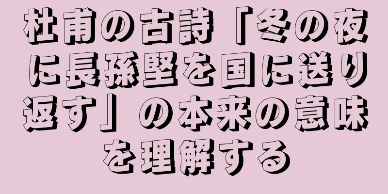 杜甫の古詩「冬の夜に長孫堅を国に送り返す」の本来の意味を理解する