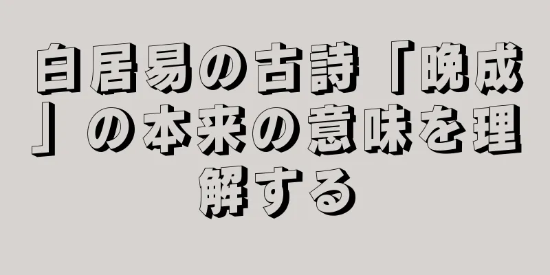 白居易の古詩「晩成」の本来の意味を理解する