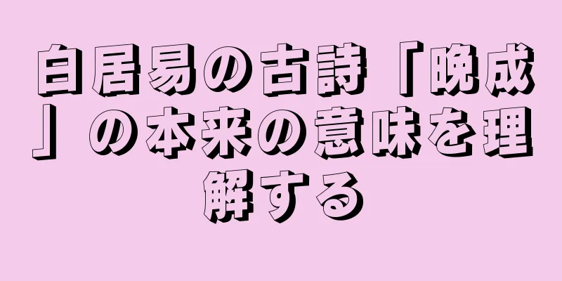 白居易の古詩「晩成」の本来の意味を理解する
