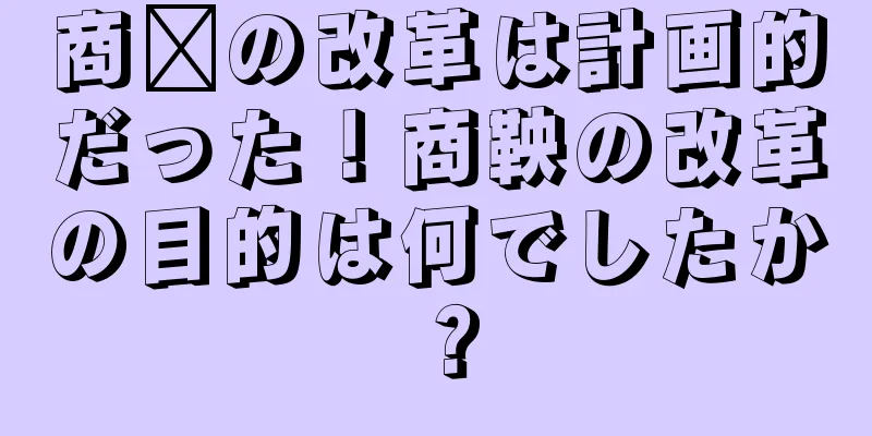 商阳の改革は計画的だった！商鞅の改革の目的は何でしたか？