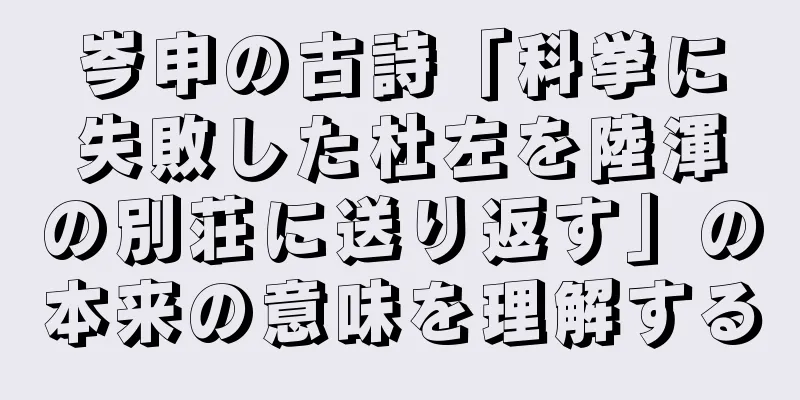 岑申の古詩「科挙に失敗した杜左を陸渾の別荘に送り返す」の本来の意味を理解する