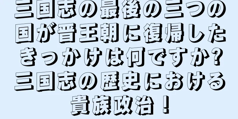 三国志の最後の三つの国が晋王朝に復帰したきっかけは何ですか?三国志の歴史における貴族政治！