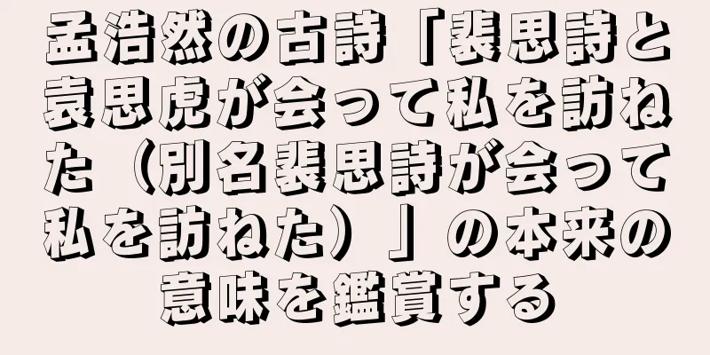 孟浩然の古詩「裴思詩と袁思虎が会って私を訪ねた（別名裴思詩が会って私を訪ねた）」の本来の意味を鑑賞する
