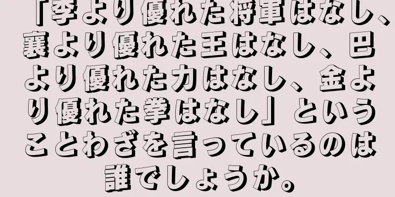 「李より優れた将軍はなし、襄より優れた王はなし、巴より優れた力はなし、金より優れた拳はなし」ということわざを言っているのは誰でしょうか。