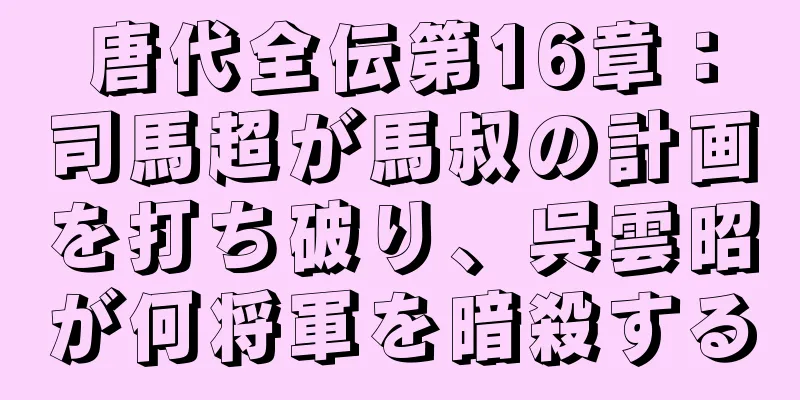 唐代全伝第16章：司馬超が馬叔の計画を打ち破り、呉雲昭が何将軍を暗殺する