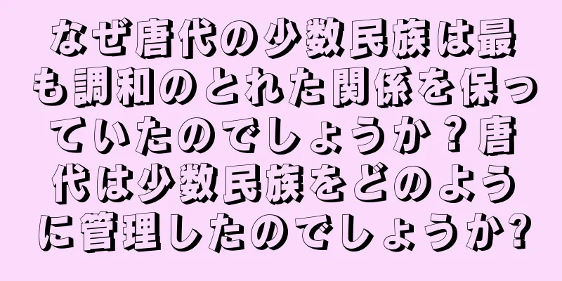 なぜ唐代の少数民族は最も調和のとれた関係を保っていたのでしょうか？唐代は少数民族をどのように管理したのでしょうか?