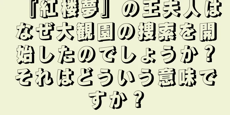 『紅楼夢』の王夫人はなぜ大観園の捜索を開始したのでしょうか？それはどういう意味ですか？