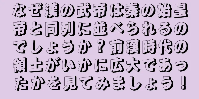 なぜ漢の武帝は秦の始皇帝と同列に並べられるのでしょうか？前漢時代の領土がいかに広大であったかを見てみましょう！