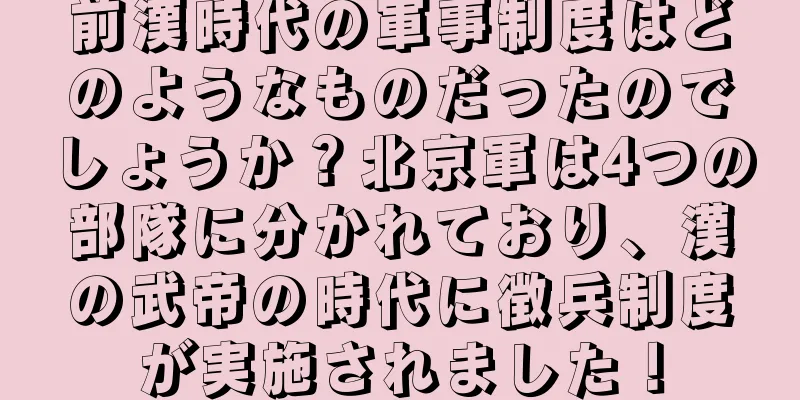 前漢時代の軍事制度はどのようなものだったのでしょうか？北京軍は4つの部隊に分かれており、漢の武帝の時代に徴兵制度が実施されました！