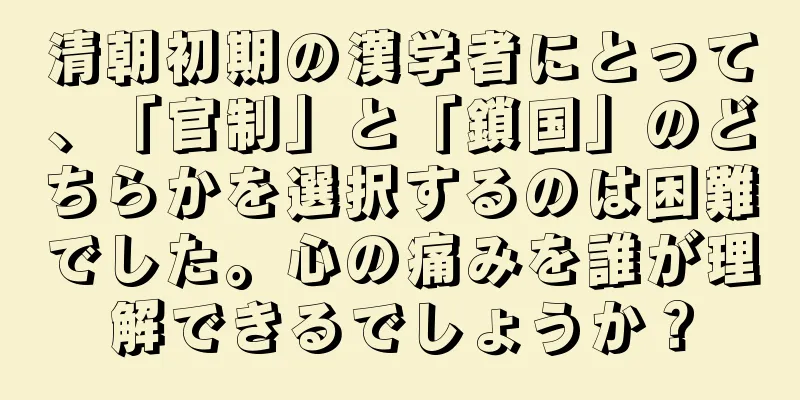 清朝初期の漢学者にとって、「官制」と「鎖国」のどちらかを選択するのは困難でした。心の痛みを誰が理解できるでしょうか？