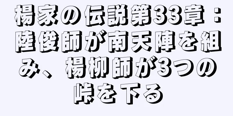 楊家の伝説第33章：陸俊師が南天陣を組み、楊柳師が3つの峠を下る