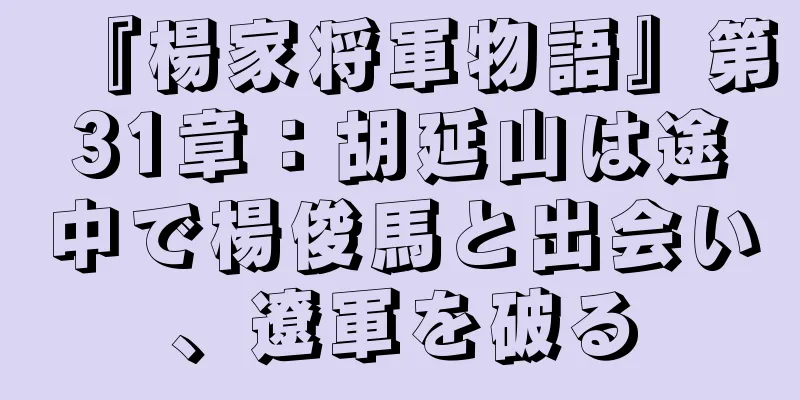 『楊家将軍物語』第31章：胡延山は途中で楊俊馬と出会い、遼軍を破る