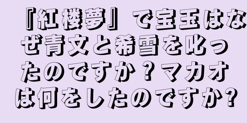 『紅楼夢』で宝玉はなぜ青文と希雪を叱ったのですか？マカオは何をしたのですか?