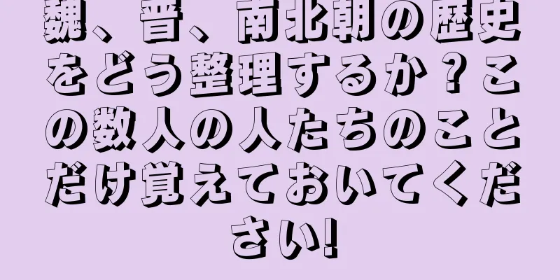 魏、晋、南北朝の歴史をどう整理するか？この数人の人たちのことだけ覚えておいてください!