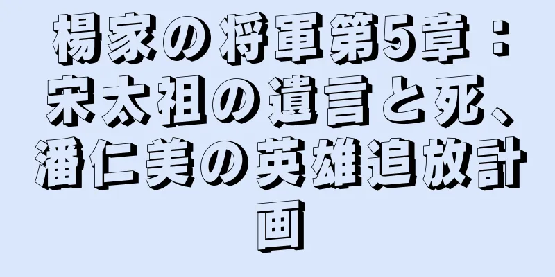 楊家の将軍第5章：宋太祖の遺言と死、潘仁美の英雄追放計画