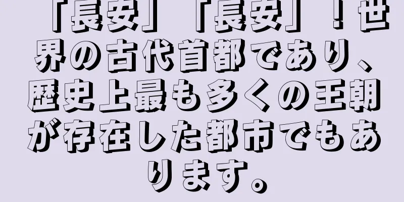 「長安」「長安」！世界の古代首都であり、歴史上最も多くの王朝が存在した都市でもあります。