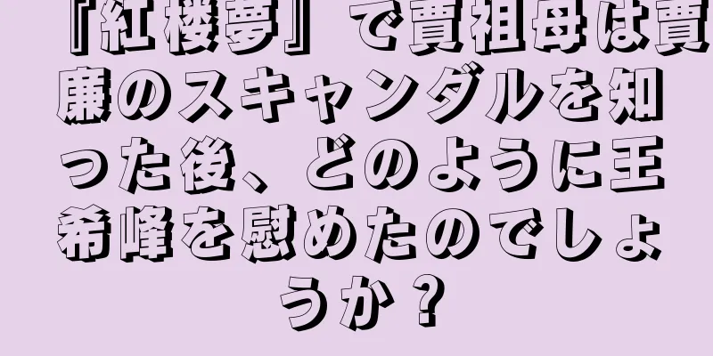 『紅楼夢』で賈祖母は賈廉のスキャンダルを知った後、どのように王希峰を慰めたのでしょうか？
