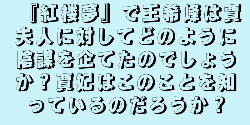 『紅楼夢』で王希峰は賈夫人に対してどのように陰謀を企てたのでしょうか？賈妃はこのことを知っているのだろうか？