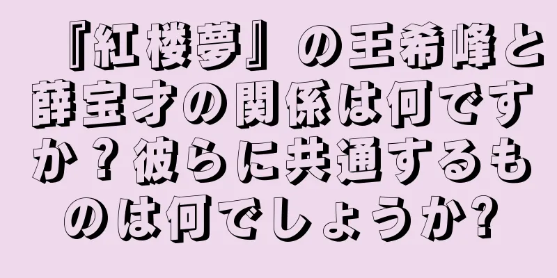 『紅楼夢』の王希峰と薛宝才の関係は何ですか？彼らに共通するものは何でしょうか?
