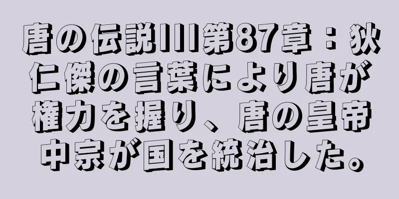 唐の伝説III第87章：狄仁傑の言葉により唐が権力を握り、唐の皇帝中宗が国を統治した。