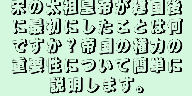 宋の太祖皇帝が建国後に最初にしたことは何ですか？帝国の権力の重要性について簡単に説明します。