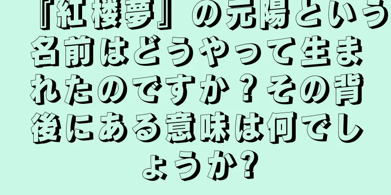 『紅楼夢』の元陽という名前はどうやって生まれたのですか？その背後にある意味は何でしょうか?
