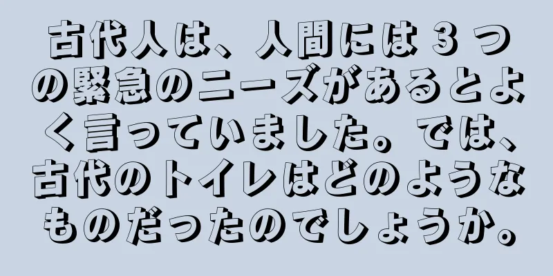 古代人は、人間には 3 つの緊急のニーズがあるとよく言っていました。では、古代のトイレはどのようなものだったのでしょうか。
