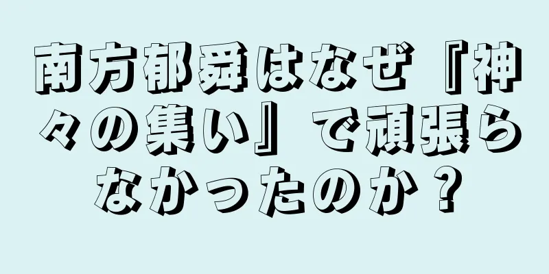 南方郁舜はなぜ『神々の集い』で頑張らなかったのか？