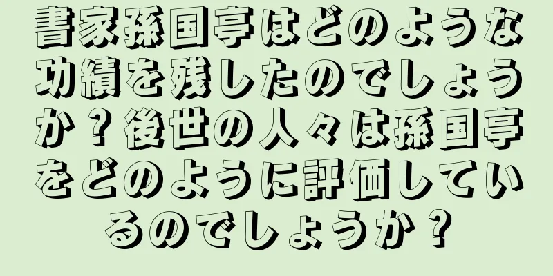 書家孫国亭はどのような功績を残したのでしょうか？後世の人々は孫国亭をどのように評価しているのでしょうか？