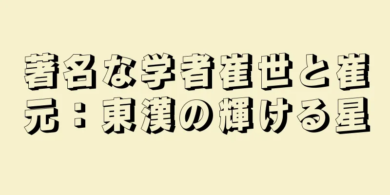 著名な学者崔世と崔元：東漢の輝ける星