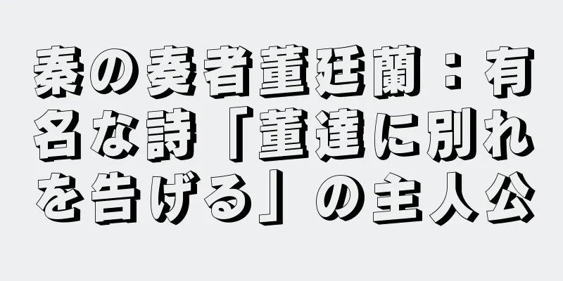 秦の奏者董廷蘭：有名な詩「董達に別れを告げる」の主人公