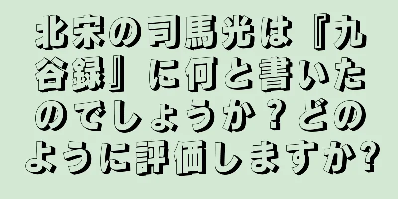 北宋の司馬光は『九谷録』に何と書いたのでしょうか？どのように評価しますか?