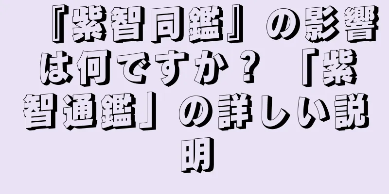 『紫智同鑑』の影響は何ですか？ 「紫智通鑑」の詳しい説明