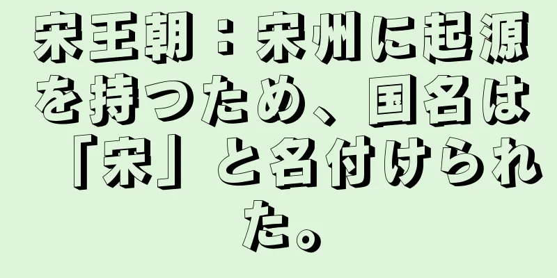 宋王朝：宋州に起源を持つため、国名は「宋」と名付けられた。