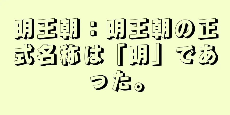 明王朝：明王朝の正式名称は「明」であった。