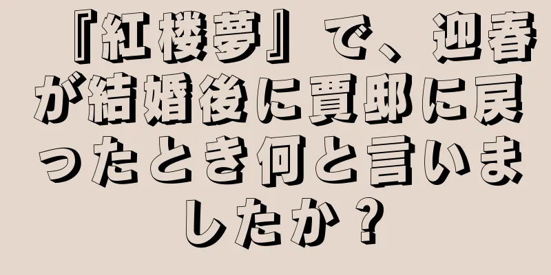 『紅楼夢』で、迎春が結婚後に賈邸に戻ったとき何と言いましたか？