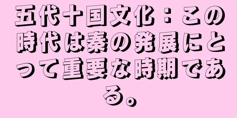 五代十国文化：この時代は秦の発展にとって重要な時期である。