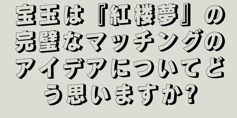 宝玉は『紅楼夢』の完璧なマッチングのアイデアについてどう思いますか?