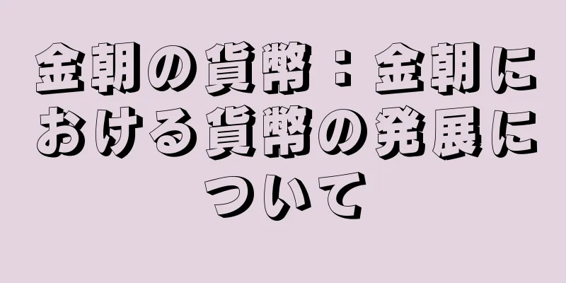 金朝の貨幣：金朝における貨幣の発展について