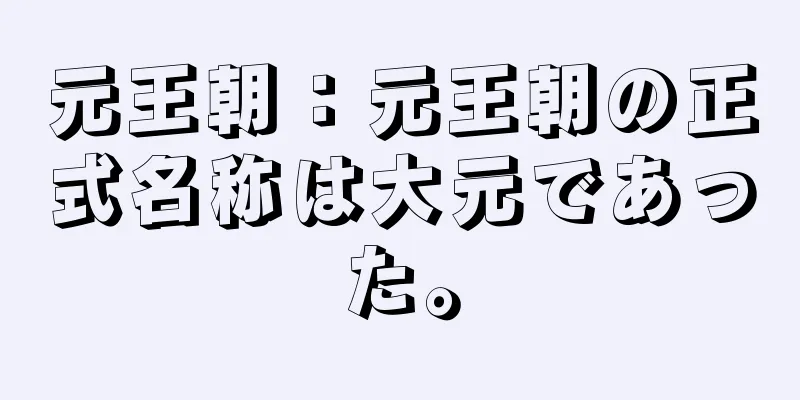 元王朝：元王朝の正式名称は大元であった。